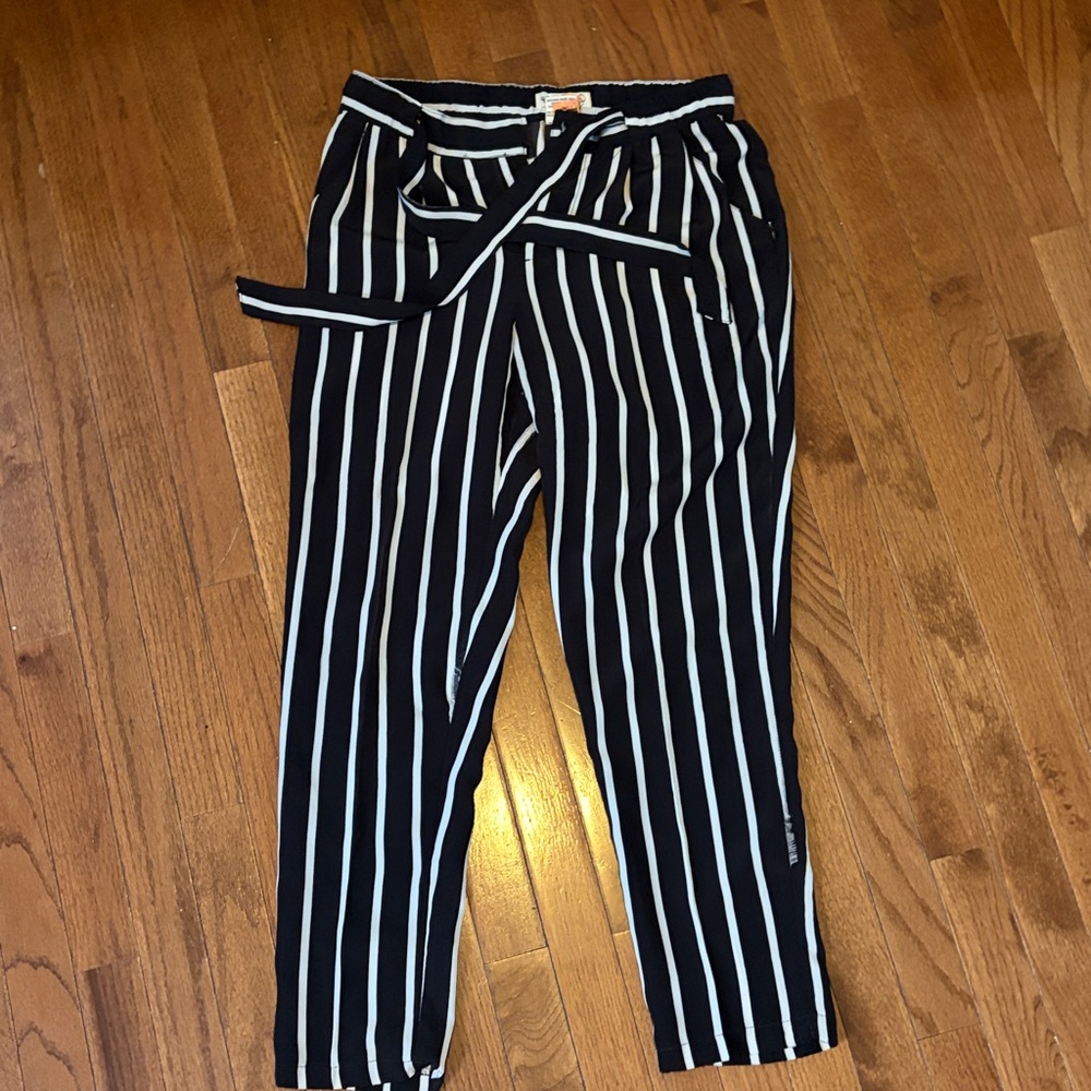 Black and White Striped dress Pants